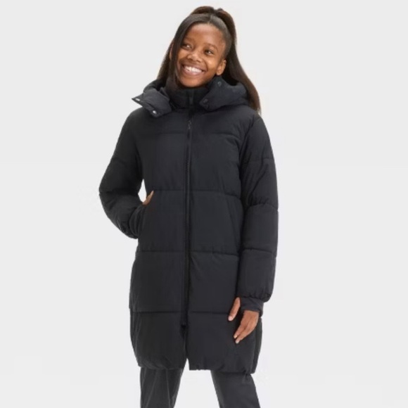All in Motion Warmest Black Mid-Length Puffer Jacket Coat Girl’s Size XL (14/16) - Picture 1 of 12